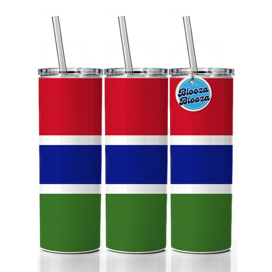 Gambia (the) Country Flag Skinny Tumbler 20oz with Straw Insulated Water Bottle Gift