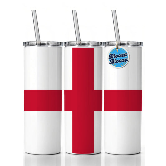 Great Britain England Country Flag Skinny Tumbler 20oz with Straw Insulated Water Bottle Gift