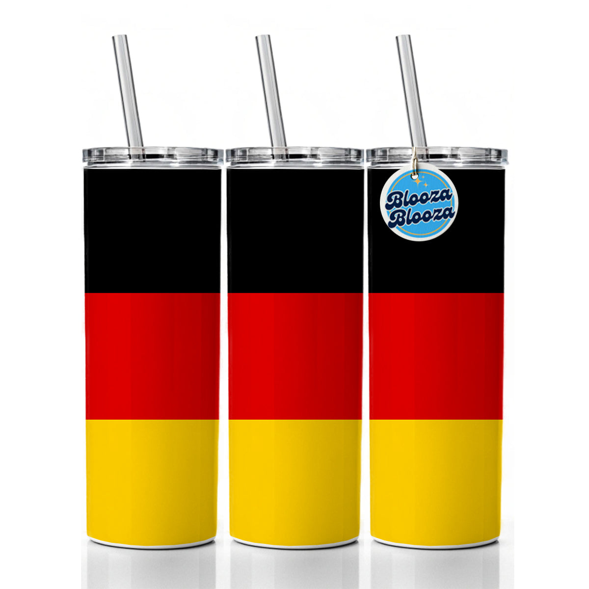 Germany Country Flag Skinny Tumbler 20oz with Straw Insulated Water Bottle Gift