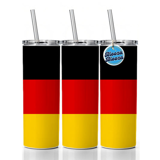 Germany Country Flag Skinny Tumbler 20oz with Straw Insulated Water Bottle Gift