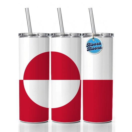 Greenland Country Flag Skinny Tumbler 20oz with Straw Insulated Water Bottle Gift