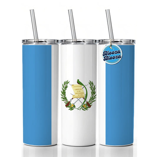Guatemala Country Flag Skinny Tumbler 20oz with Straw Insulated Water Bottle Gift