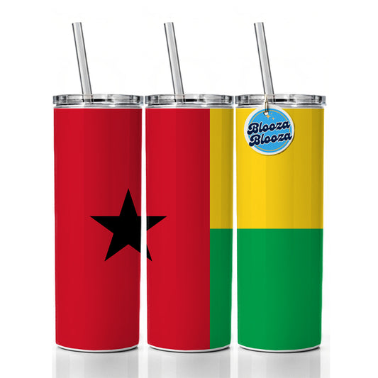 Guinea-Bissau Country Flag Skinny Tumbler 20oz with Straw Insulated Water Bottle Gift