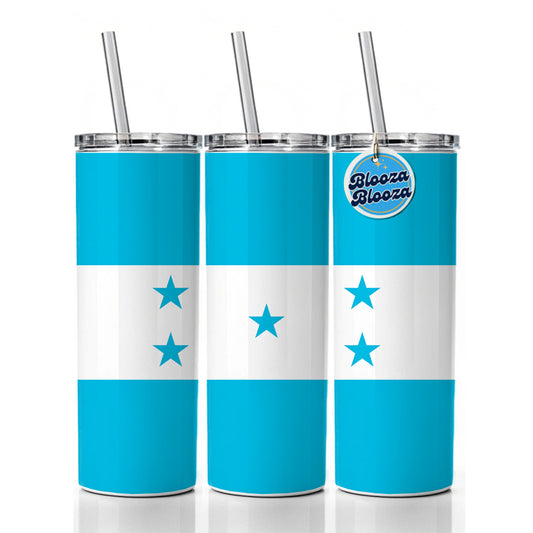 Honduras Country Flag Skinny Tumbler 20oz with Straw Insulated Water Bottle Gift