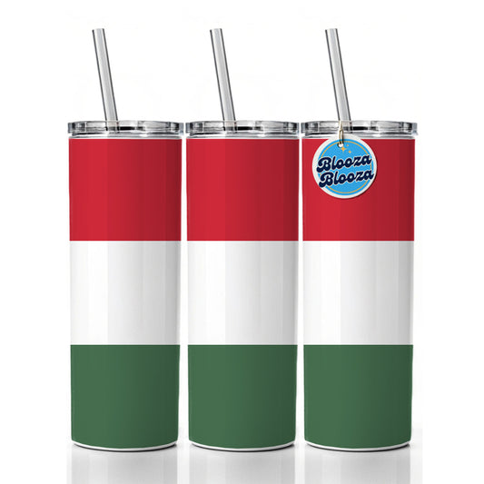 Hungary Country Flag Skinny Tumbler 20oz with Straw Insulated Water Bottle Gift