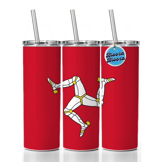 Isle of Man Country Flag Skinny Tumbler 20oz with Straw Insulated Water Bottle Gift
