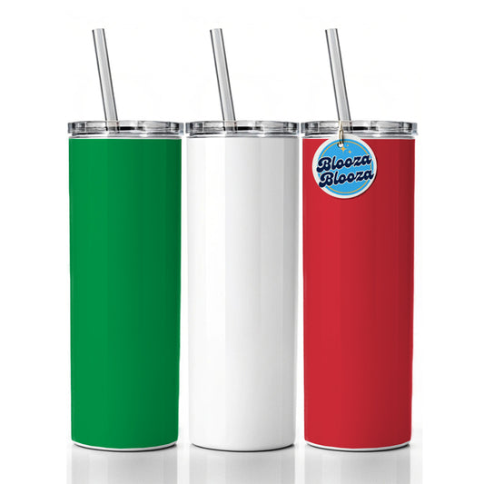 Italy Country Flag Skinny Tumbler 20oz with Straw Insulated Water Bottle Gift