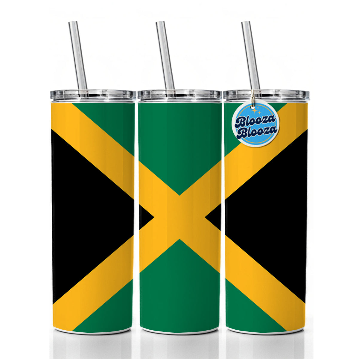 Jamaica Country Flag Skinny Tumbler 20oz with Straw Insulated Water Bottle Gift