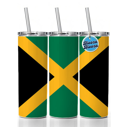 Jamaica Country Flag Skinny Tumbler 20oz with Straw Insulated Water Bottle Gift