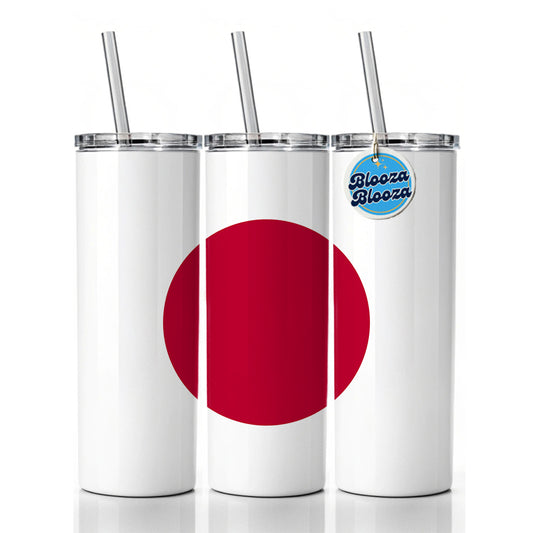 Japan Country Flag Skinny Tumbler 20oz with Straw Insulated Water Bottle Gift