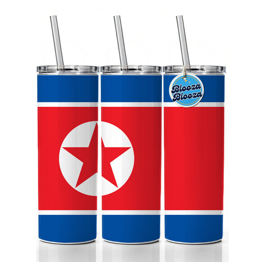 Korea (the Democratic People's Republic of) Country Flag Skinny Tumbler 20oz with Straw Insulated Water Bottle Gift