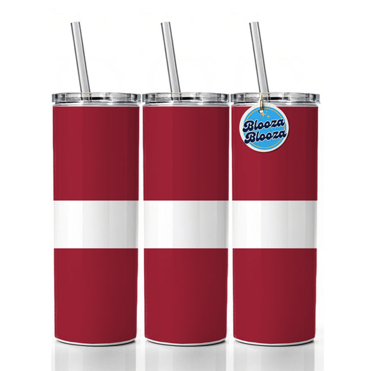 Latvia Country Flag Skinny Tumbler 20oz with Straw Insulated Water Bottle Gift