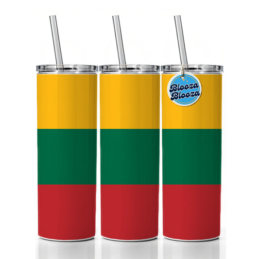 Lithuania Country Flag Skinny Tumbler 20oz with Straw Insulated Water Bottle Gift