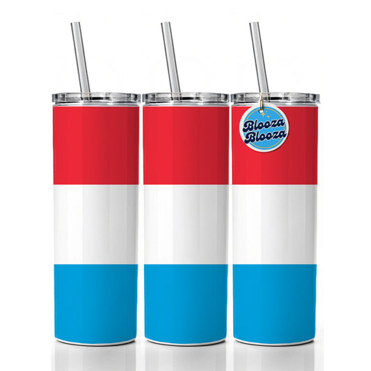 Luxembourg Country Flag Skinny Tumbler 20oz with Straw Insulated Water Bottle Gift