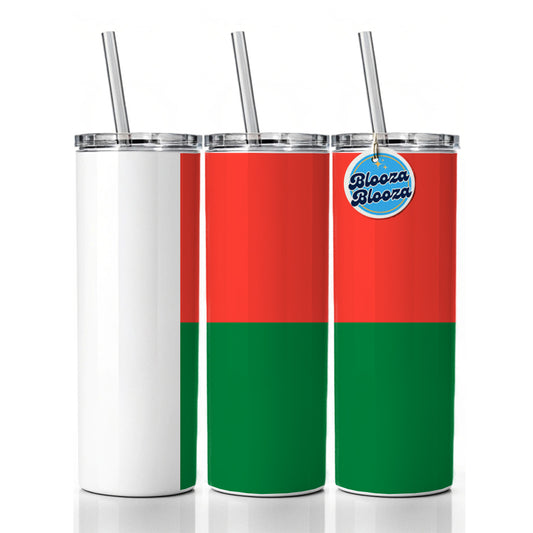 Madagascar Country Flag Skinny Tumbler 20oz with Straw Insulated Water Bottle Gift