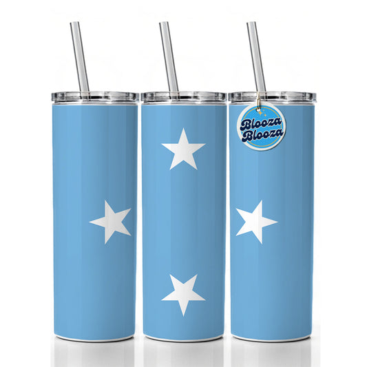 Micronesia Country Flag Skinny Tumbler 20oz with Straw Insulated Water Bottle Gift