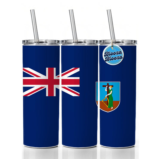 Montserrat Country Flag Skinny Tumbler 20oz with Straw Insulated Water Bottle Gift