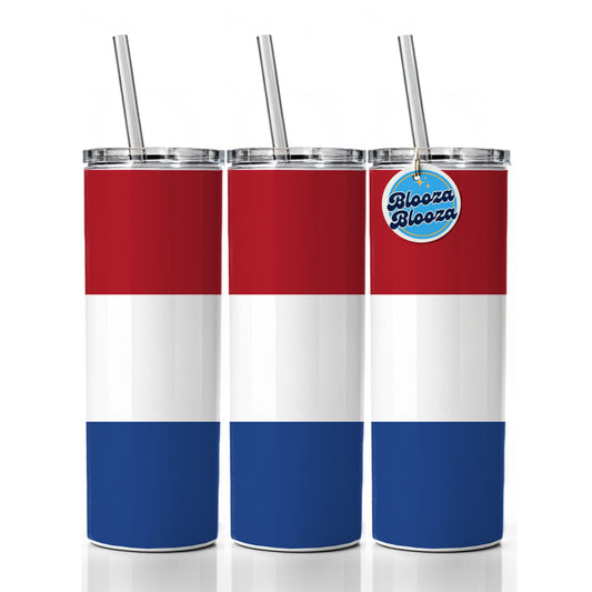 Netherlands (the) Country Flag Skinny Tumbler 20oz with Straw Insulated Water Bottle Gift