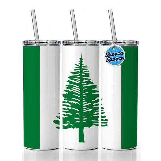 Norfolk Island Country Flag Skinny Tumbler 20oz with Straw Insulated Water Bottle Gift