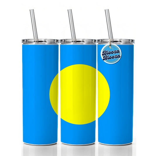 Palau Country Flag Skinny Tumbler 20oz with Straw Insulated Water Bottle Gift