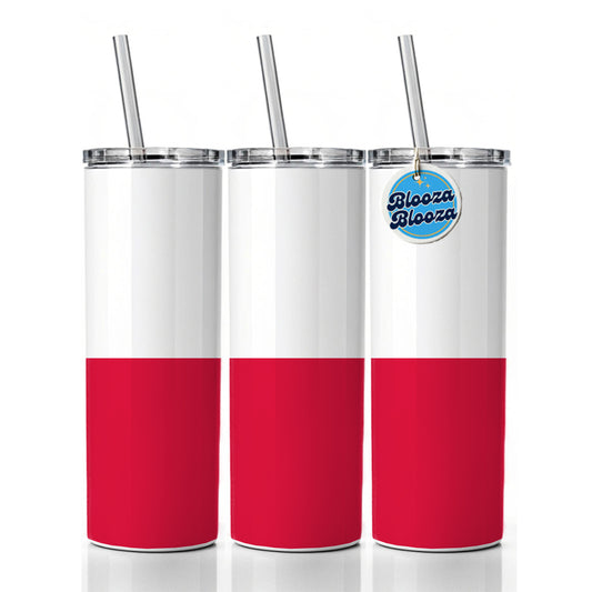 Poland Country Flag Skinny Tumbler 20oz with Straw Insulated Water Bottle Gift