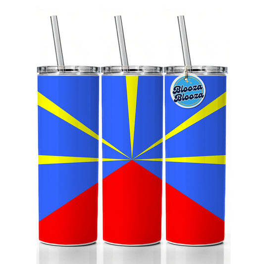 Réunion Country Flag Skinny Tumbler 20oz with Straw Insulated Water Bottle Gift