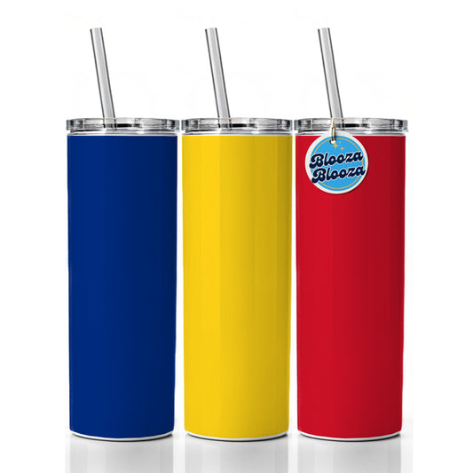 Romania Country Flag Skinny Tumbler 20oz with Straw Insulated Water Bottle Gift