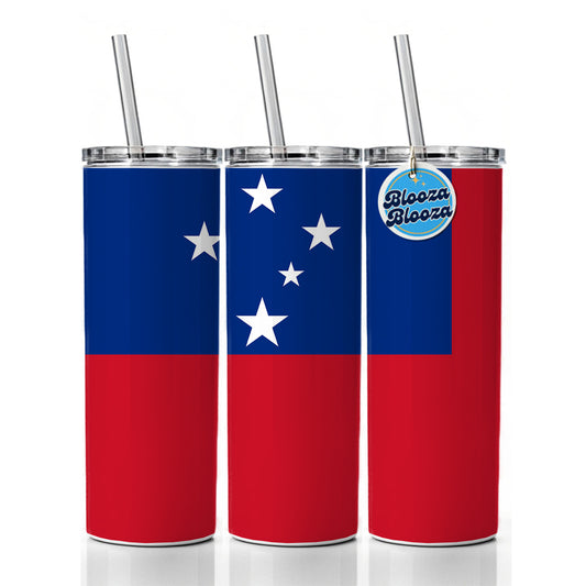 Samoa Country Flag Skinny Tumbler 20oz with Straw Insulated Water Bottle Gift