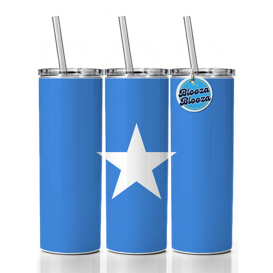Somalia Country Flag Skinny Tumbler 20oz with Straw Insulated Water Bottle Gift