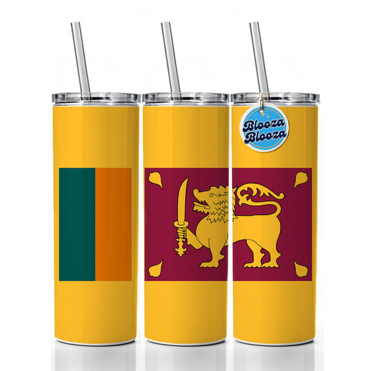 Sri Lanka Country Flag Skinny Tumbler 20oz with Straw Insulated Water Bottle Gift