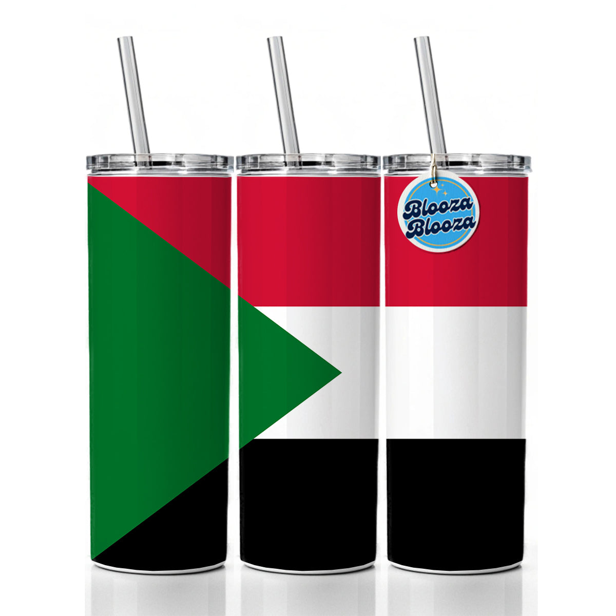 Sudan (the) Country Flag Skinny Tumbler 20oz with Straw Insulated Water Bottle Gift