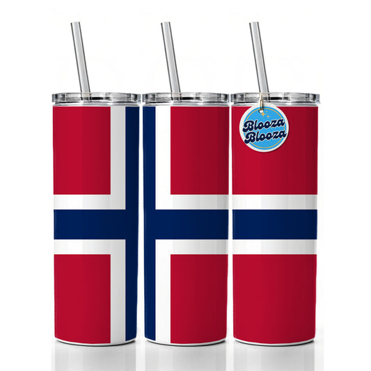 Svalbard and Jan Mayen Country Flag Skinny Tumbler 20oz with Straw Insulated Water Bottle Gift