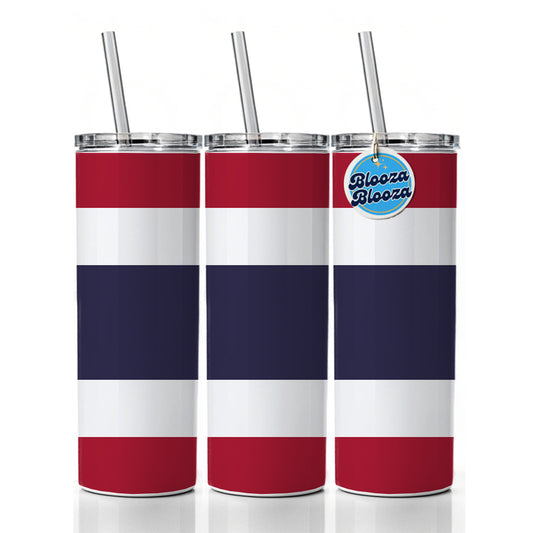 Thailand Country Flag Skinny Tumbler 20oz with Straw Insulated Water Bottle Gift