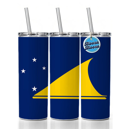 Tokelau Country Flag Skinny Tumbler 20oz with Straw Insulated Water Bottle Gift