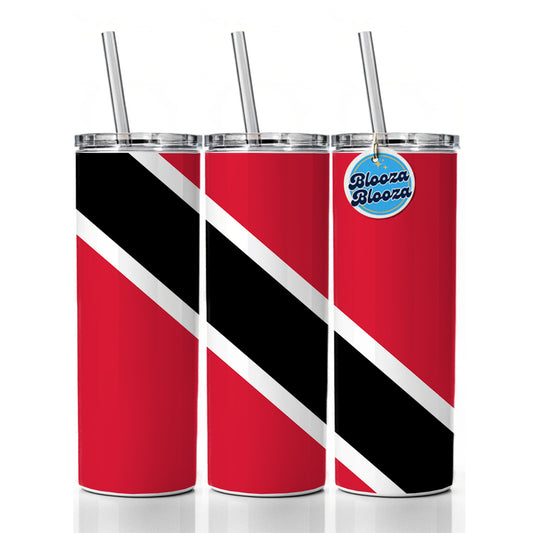 Trinidad and Tobago Country Flag Skinny Tumbler 20oz with Straw Insulated Water Bottle Gift