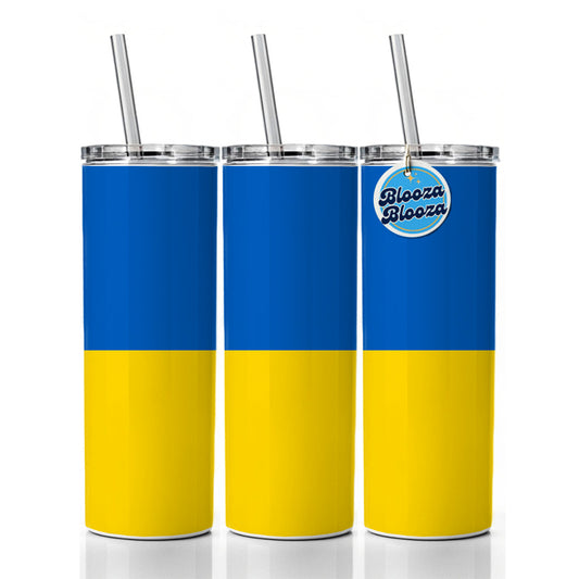Ukraine Country Flag Skinny Tumbler 20oz with Straw Insulated Water Bottle Gift