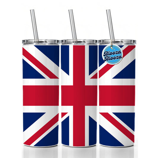 United Kingdom of Great Britain and Northern Ireland Country Flag Skinny Tumbler 20oz with Straw Insulated Water Bottle Gift