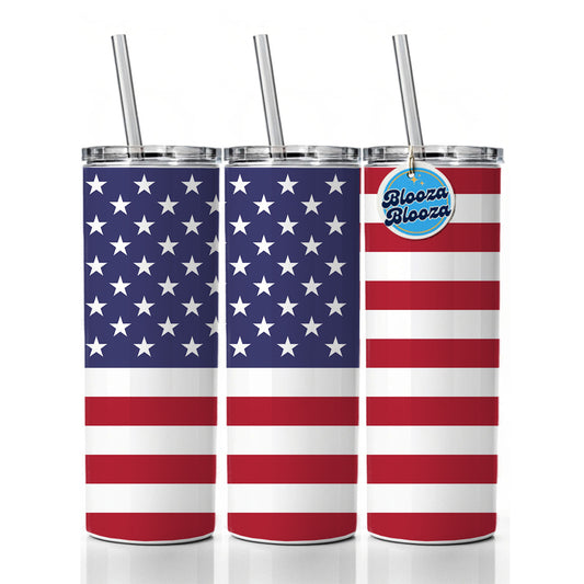 United States of America Country Flag Skinny Tumbler 20oz with Straw Insulated Water Bottle Gift