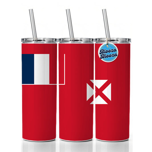 Wallis and Futuna Country Flag Skinny Tumbler 20oz with Straw Insulated Water Bottle Gift