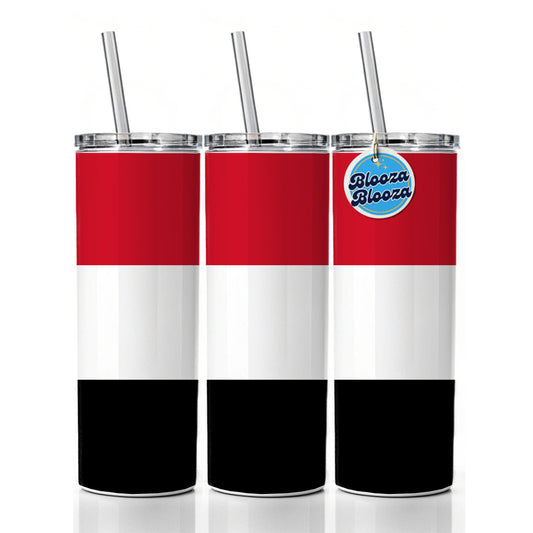 Yemen Country Flag Skinny Tumbler 20oz with Straw Insulated Water Bottle Gift