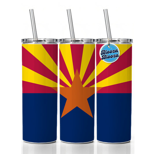 Arizona AZ State Flag Skinny Tumbler 20oz with Straw Insulated Water Bottle Gift