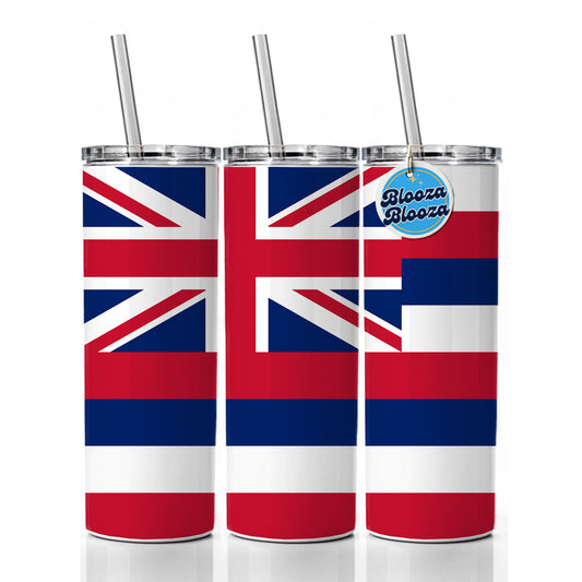 Hawaii HI State Flag Skinny Tumbler 20oz with Straw Insulated Water Bottle Gift