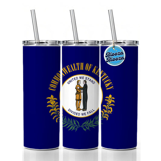 Kentucky KY State Flag Skinny Tumbler 20oz with Straw Insulated Water Bottle Gift