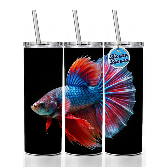 Betta Siamese Fighting Fish Skinny Tumbler 20oz with Straw Insulated Water Bottle Gift