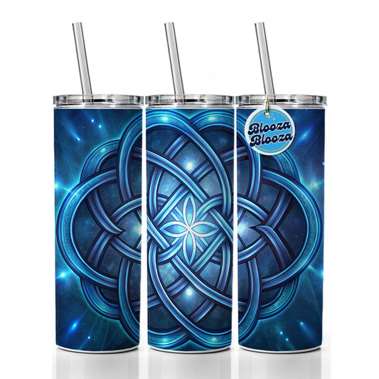 Blue Celtic Knot Eternity Love Skinny Tumbler 20oz with Straw Insulated Water Bottle Gift
