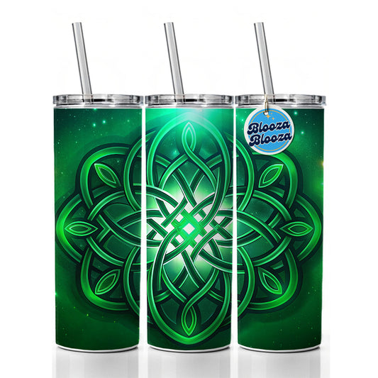 Celtic Knot Irish Eternity Love Green Skinny Tumbler 20oz with Straw Insulated Water Bottle Gift