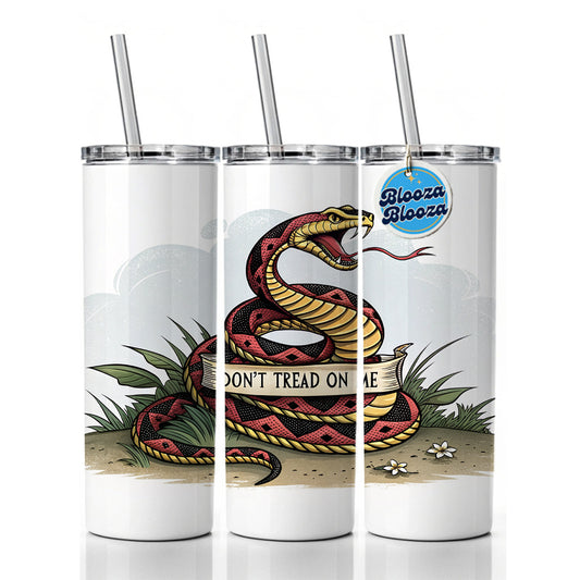 Don't Tread On Me Snake Skinny Tumbler 20oz with Straw Insulated Water Bottle Gift