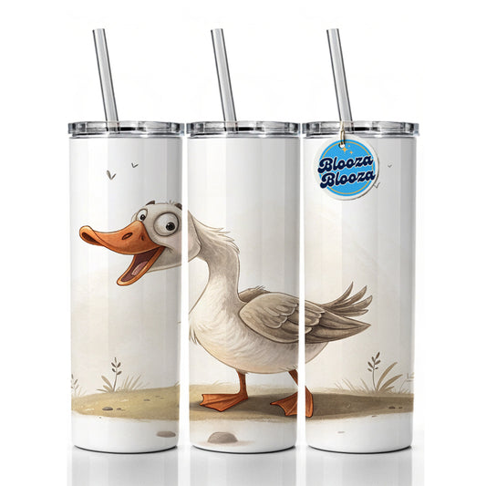 Funny Silly Goose Skinny Tumbler 20oz with Straw Insulated Water Bottle Gift