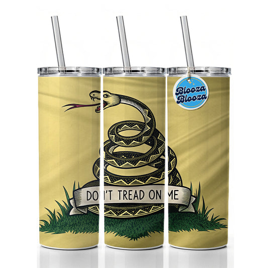 Gadsden Flag Don't Tread On Me Flag Skinny Tumbler 20oz with Straw Insulated Water Bottle Gift