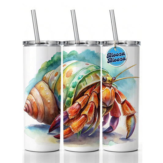 Hermit Crab Watercolor Skinny Tumbler 20oz with Straw Insulated Water Bottle Gift